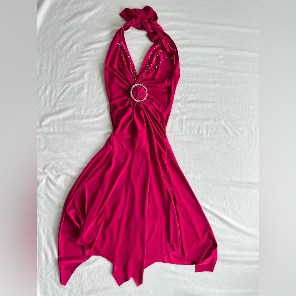 Pink Bedazzled Halter Dress